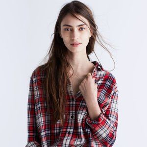 Madewell Flannel Oversized Ex-Boyfriend Shirt in Carl Plaid Size XS